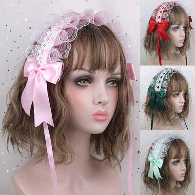 Frauen-Lolita-Stirnband, Kopfschmuck, Spitzenband, Schleife, japanisches süßes süßes Cosplay