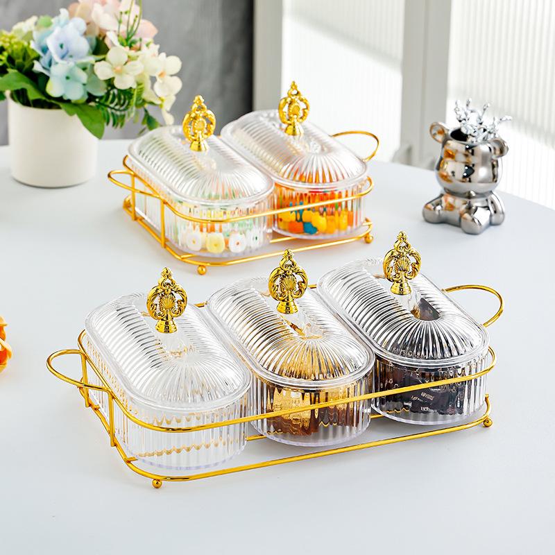 3D Design Serving Bowl Serving Tray Organizer Elegant 3-Tier Dried Fruit Nut Display Tray With Stylish Elk Lid Nordic For Fruits