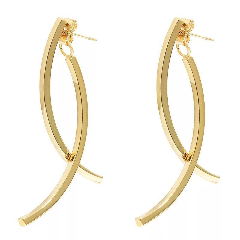 Wenjian Stainless Steel Cross Stud Earrings for Women - Slimming, Elegant Net Red Style