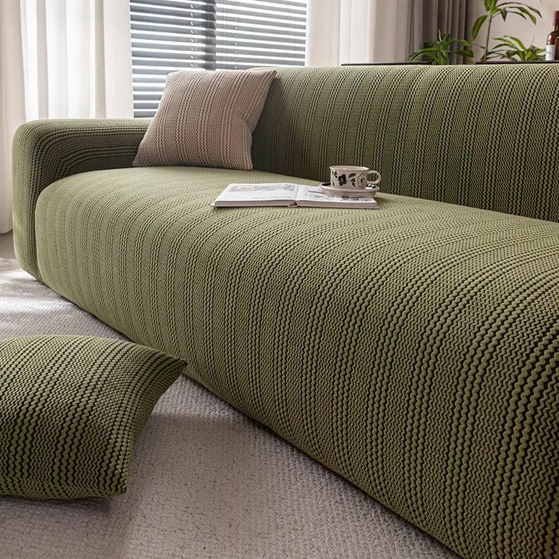 Four Season Universal Elastic Sofa Cover Solid Polar Fleece Anti Slip All-Cover Couch Covers Vintage Striped Furniture Protector