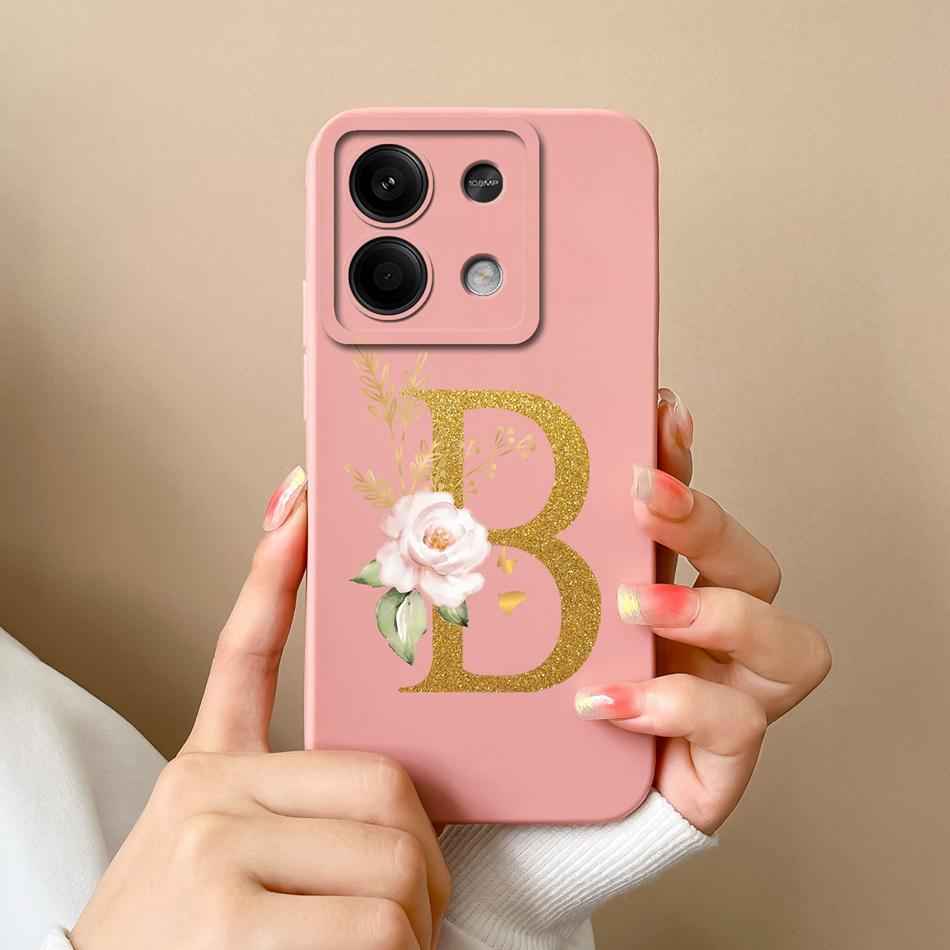 Phone Case For Redmi Note 13 Pro 4G 5G Elegant Letter Soft Liquid Silicone Full Coverage Protector For Redmi Note13 13Pro Fundas