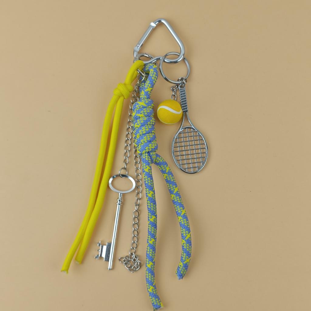 Fashionable Tennis Pendant Of Bag Charms Keychains Y2k Contrast Color Rope Lovers Accessories Birthday Gift Wholesale