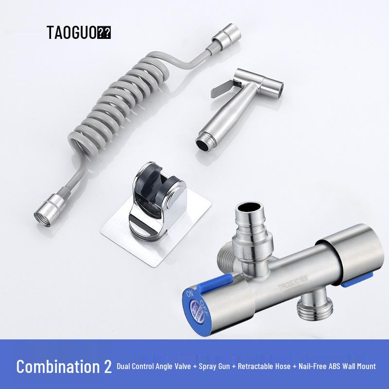 Robinet Unghiular cu Ieșire Dublă din Oțel Inoxidabil 304 cu Comutatoare Duble pentru Divertor WC