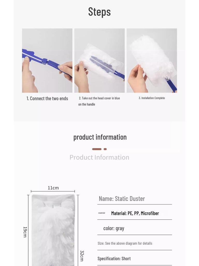 Electrostatic Disposable Dusting Duster for Crevices and Household Cleaning