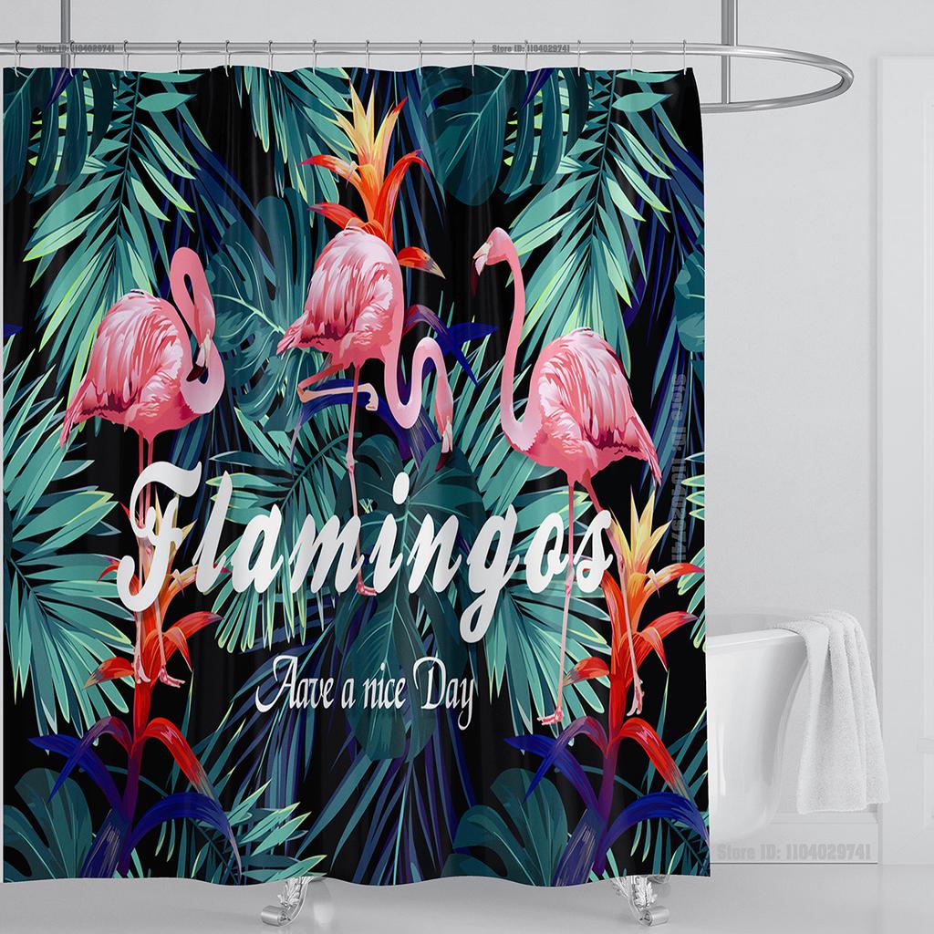 Plant Floral Shower Curtain Waterproof Shower Curtain Polyester Fabric 3D Printed Curtain Bathroom Decoration With Hooks