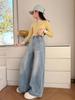Girls' Rhinestone Straight-Leg Wide Jeans - Versatile Spring and Autumn Fashion 2026