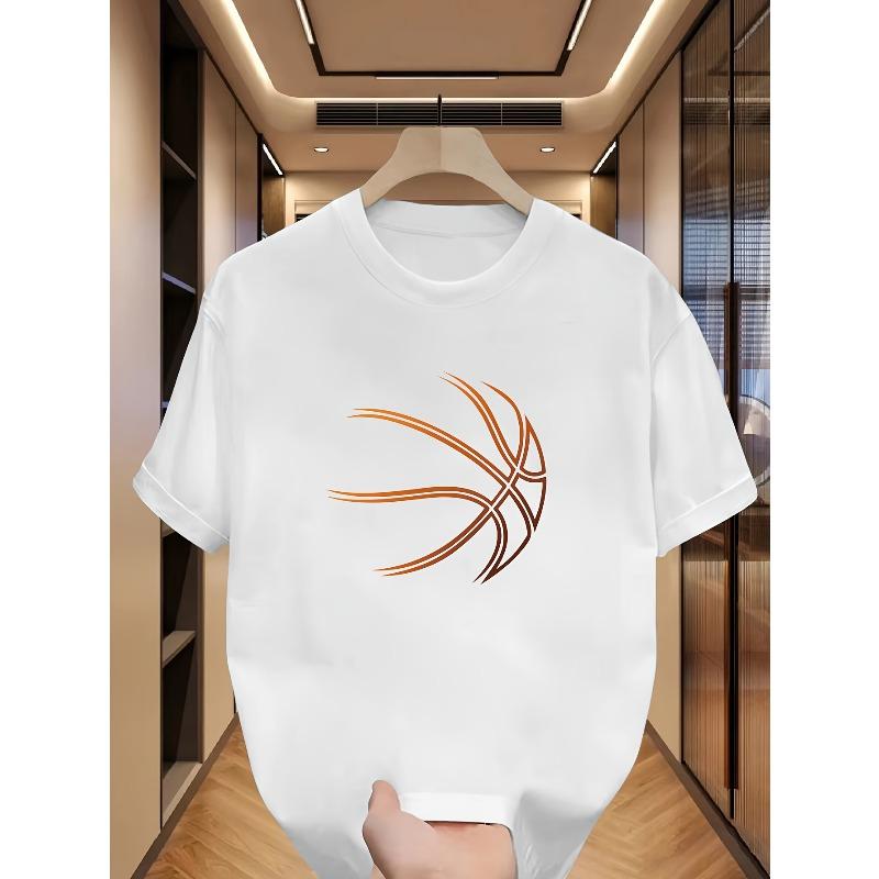 T-shirt à épaules dénudées pour homme, tailles européennes, avec un imprimé basketball tendance pour une coupe stylée