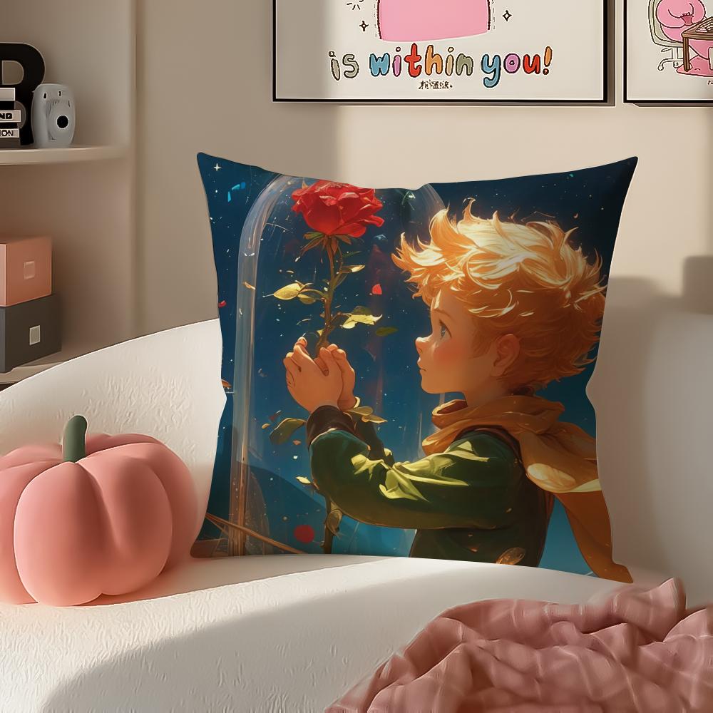 Classic French Literary IP Anime LLittle Prince Cushion Cover Pillowcase Short Plush Invisible zipper Room Sofa Cushion Cover