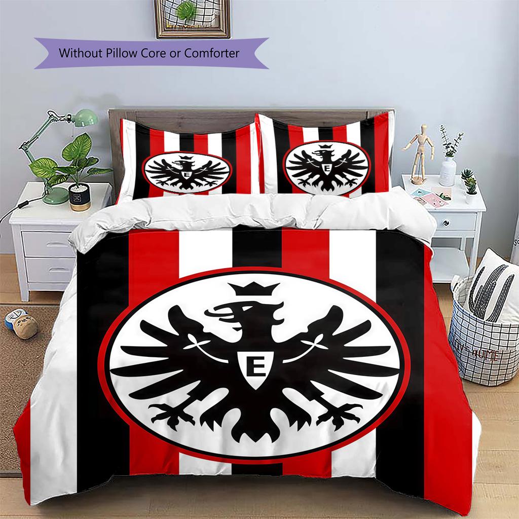 Eintracht Frankfurt Wzór Pościel Kołdra Zestaw Dekoracja Domu Prezent (1 * poszwa na kołdrę + 2 * poszewki na poduszki bez rdzenia)