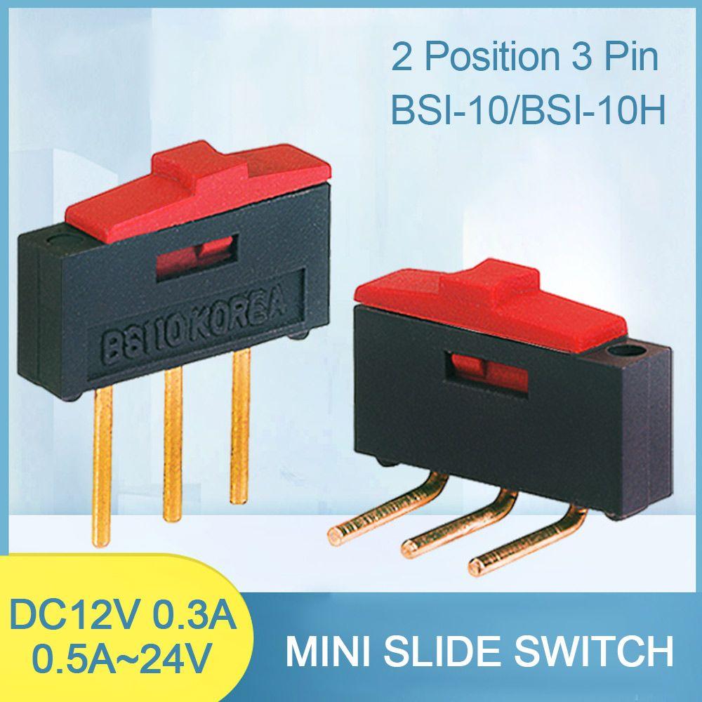 5PCS Professional DC12V 0.3A Red Toggle Switch BSI-10/BSI-10H Slide Switch 1P2T