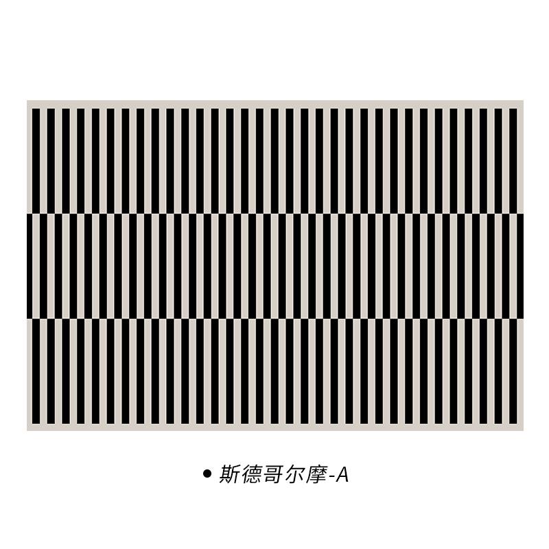 Light Luxury Rugs for Bedroom Black White Plaid Living Room Decoration Carpet Fluffy Soft Study Rug Home Thicken Plush Floor Mat
