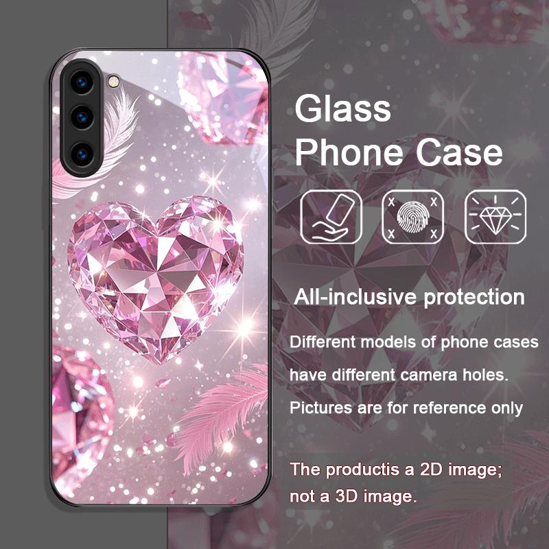 Stilvolle Rosa Herzförmige Gehärtete Glas Handyhülle für Samsung Galaxy S25 Ultra S24 S23 Plus S22+ S21 S20 FE M35 Abdeckung Galaxy S22+ 5G
