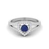 0.92 Cts Round Blue Sapphire 925 Sterling Silver Solitaire Accent Heart Women Wedding Ring