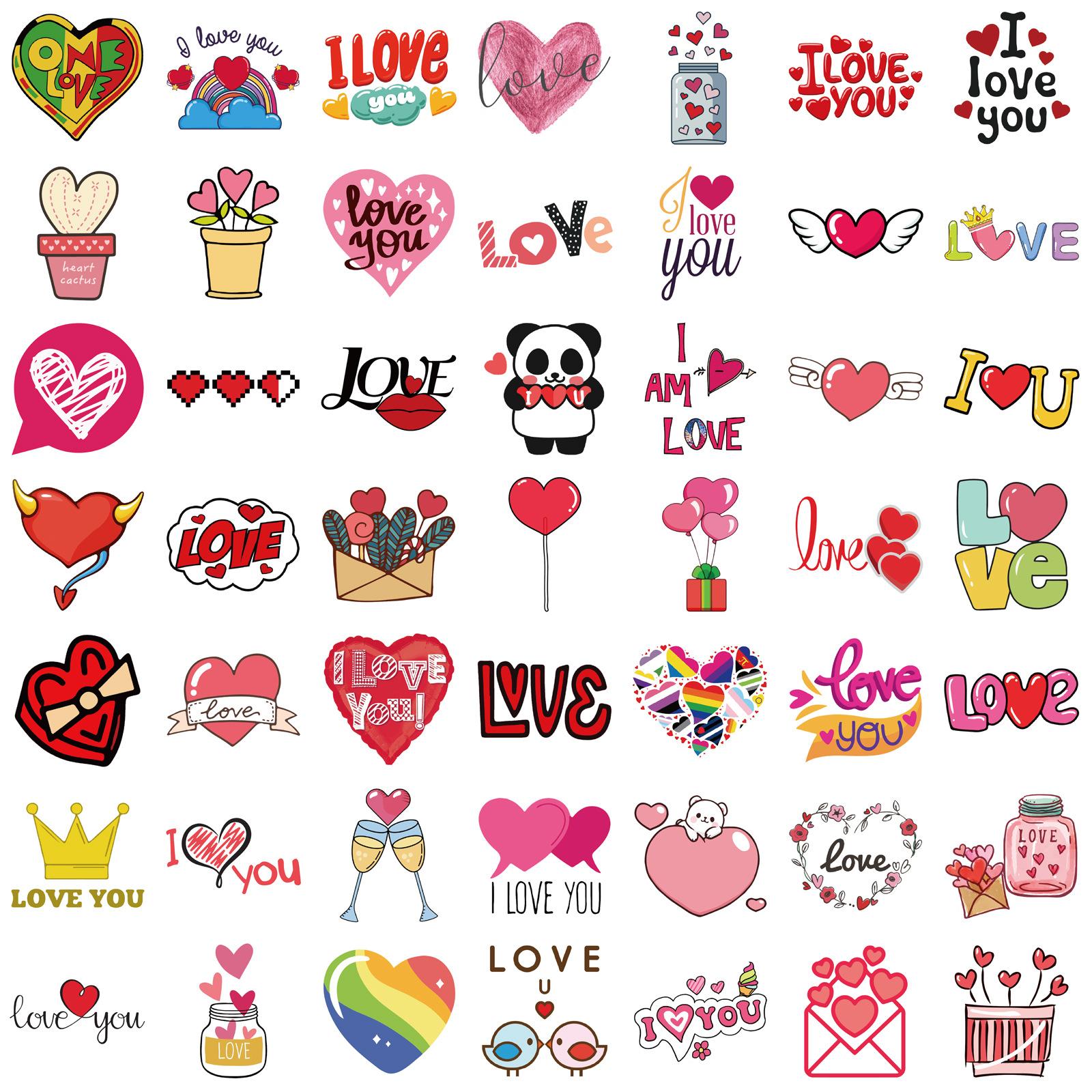 

100 Valentine s Day Love Graffiti Stickers Decorate Suitcase Pen Guitar Notebook DIY Waterproof Stickers