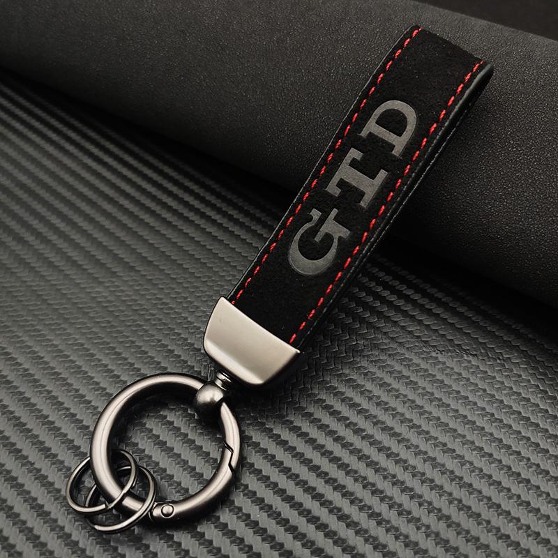BNI1 2026 New For VW VOLKSWAGEN Hub Caps High Grade Suede Leather Keyring GLI GTD GTE TSI TDI Car Keychain For Volkswagen VW Jetta Go