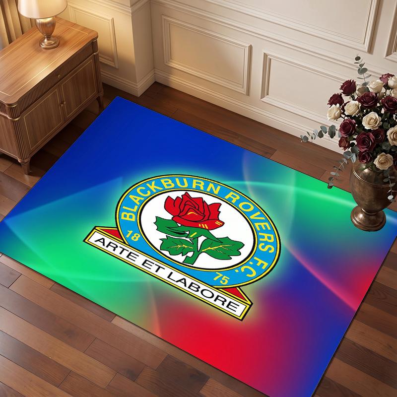 Blackburn Rovers Fußball Druck Kristall Samt Teppich, Bequem Wasserabsorbierend Rutschfest Innenboden Teppich