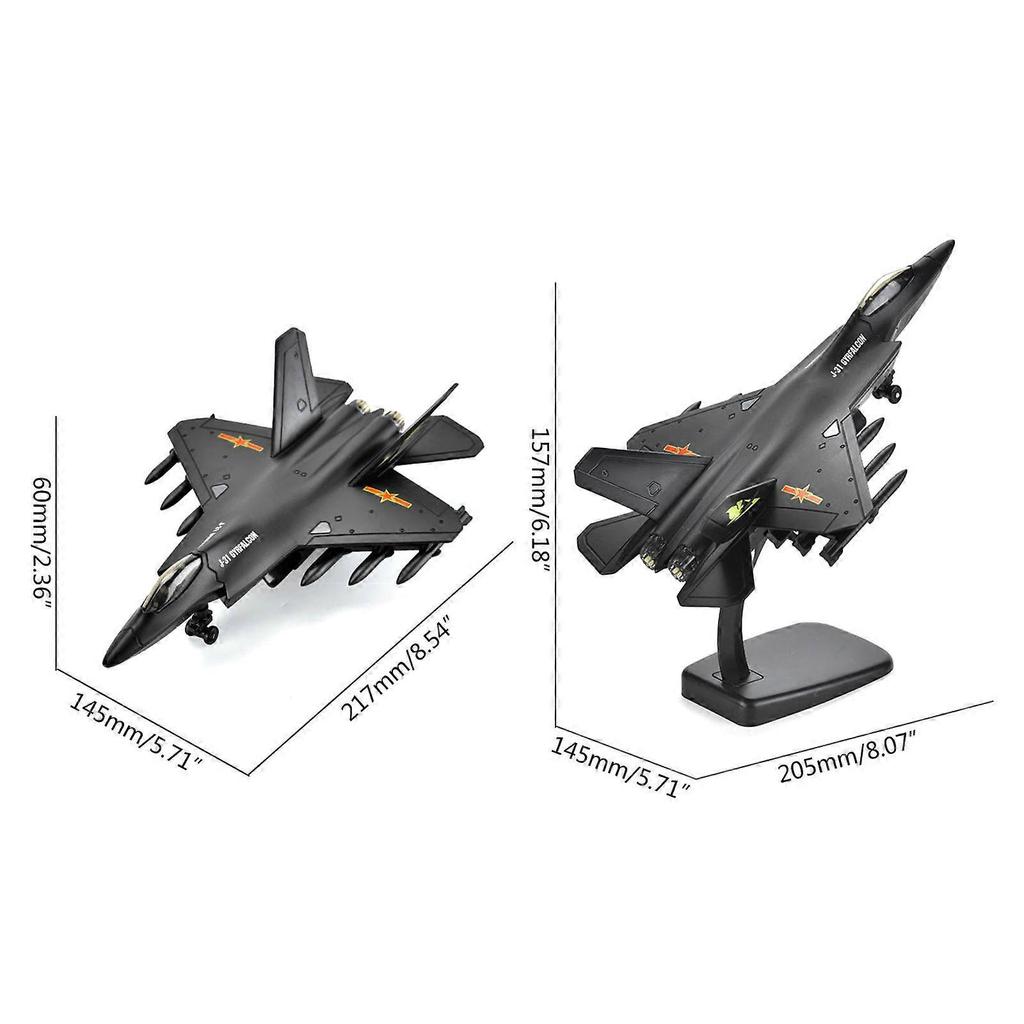 Pull Back Airplanes Toy Diecast Aircraft Metal Fighter Jet Bombers with Display Rack Kids Toy Collection Gift  Black