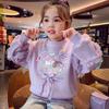 Mimiha Lu Girls' Fleece-Lined Cartoon Print Round Neck Sweatshirt
