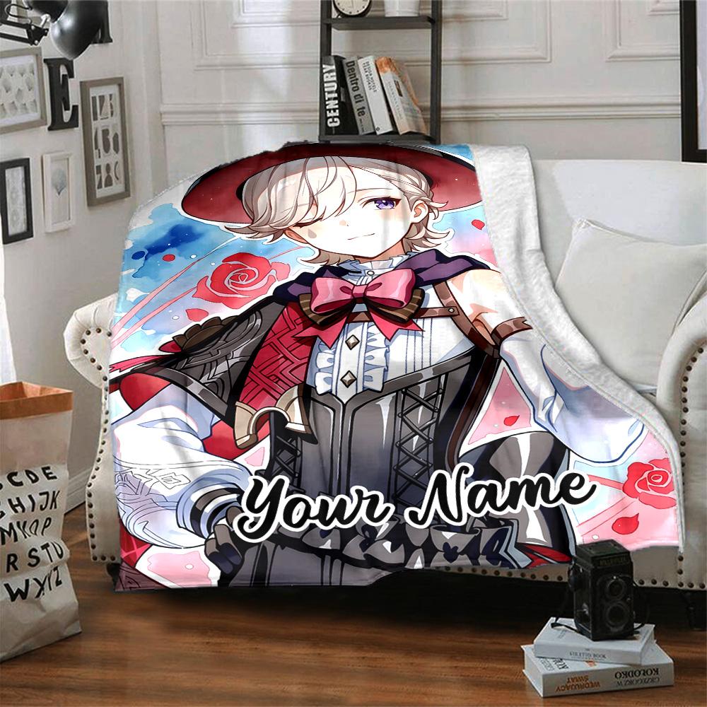 Customizable Genshin Impact5 Throw Blanket – Personalized Name, All-Season Cozy Snug Blanket, Machine Washable, Personalized Blanket