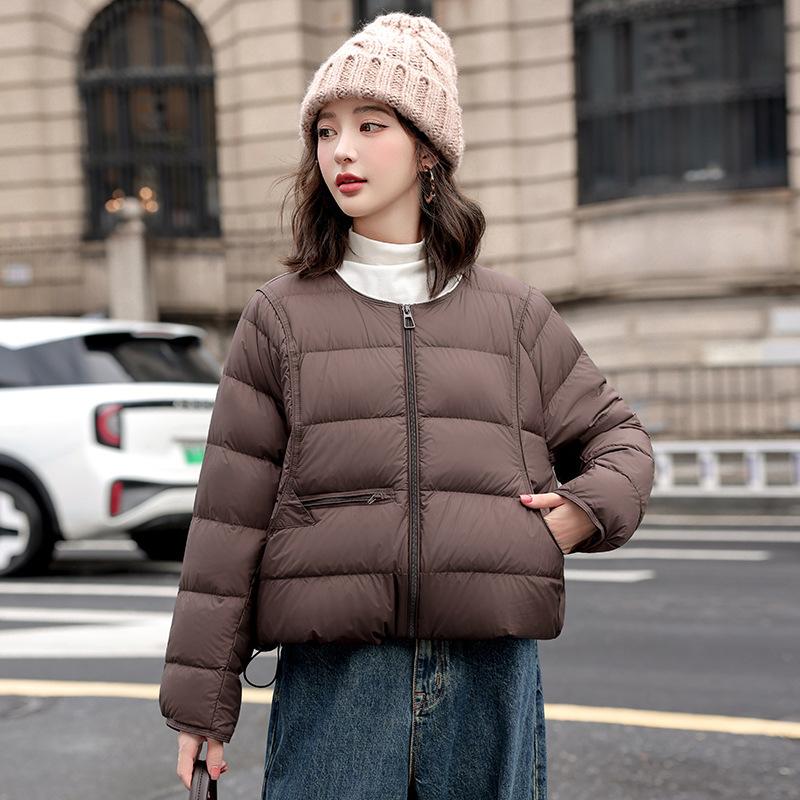 Short round neck fashionable simple down cotton cotton jacket winter coat new warm small loose coat