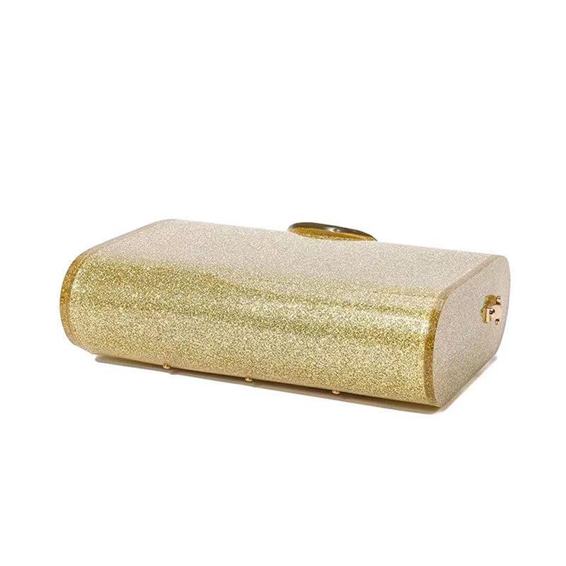 New Fashion Acrylic Evening Bag Brand Clutch Purse Gold Glitter Wallet Mini Chain Shoulder Crossbody Bags For Women Chic Handbag