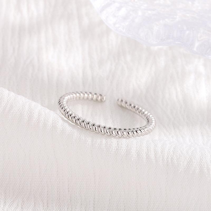 Women's Jewelry 925 Silver Fried Dough Twist Adjustable Rings For Women High Quality Accessories Prevent Allergy