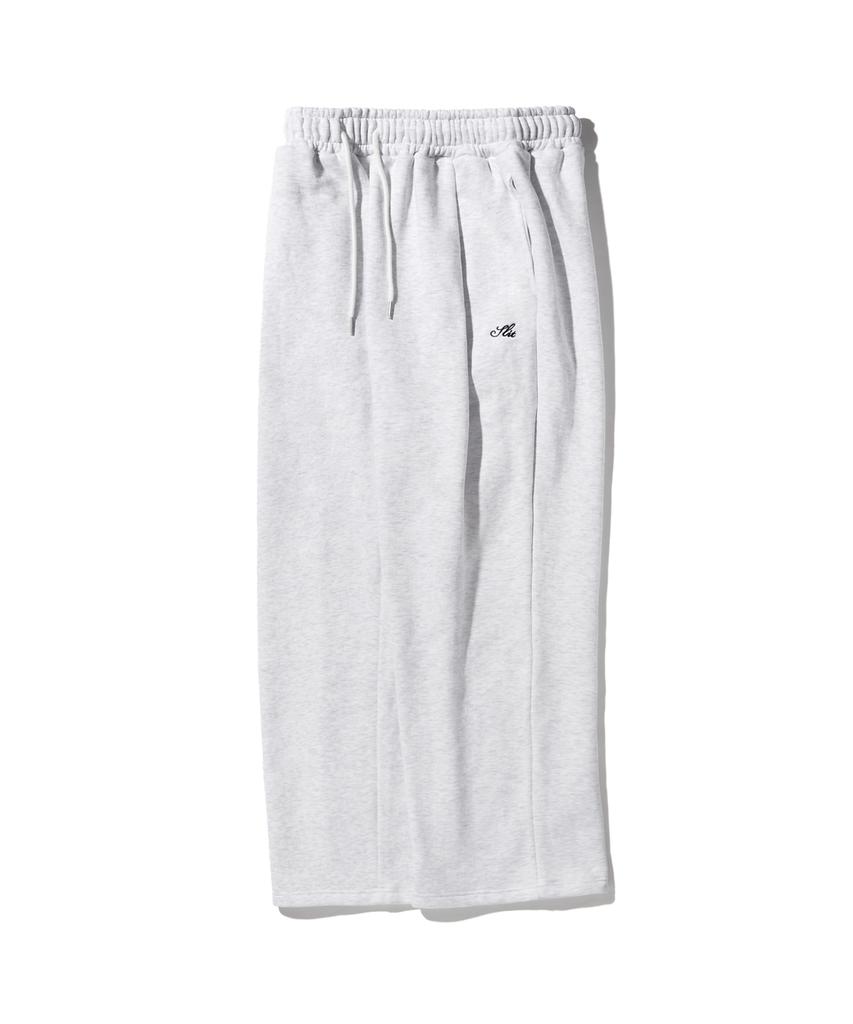 Eseulisseutyudio Lettering Pocket Fleece-Lined Wide One-Pleat Sweatpants White Melange