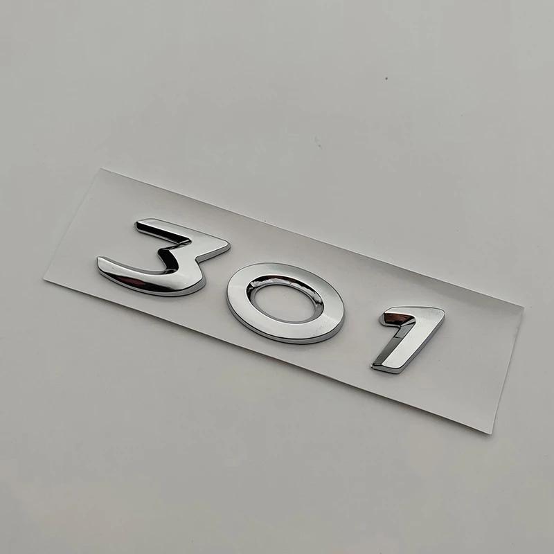 3d ABS Chrome Logo 301 Emblem Letters Adhesive Nameplate Car Trunk Badge Decal For 301 Sticker Accessories