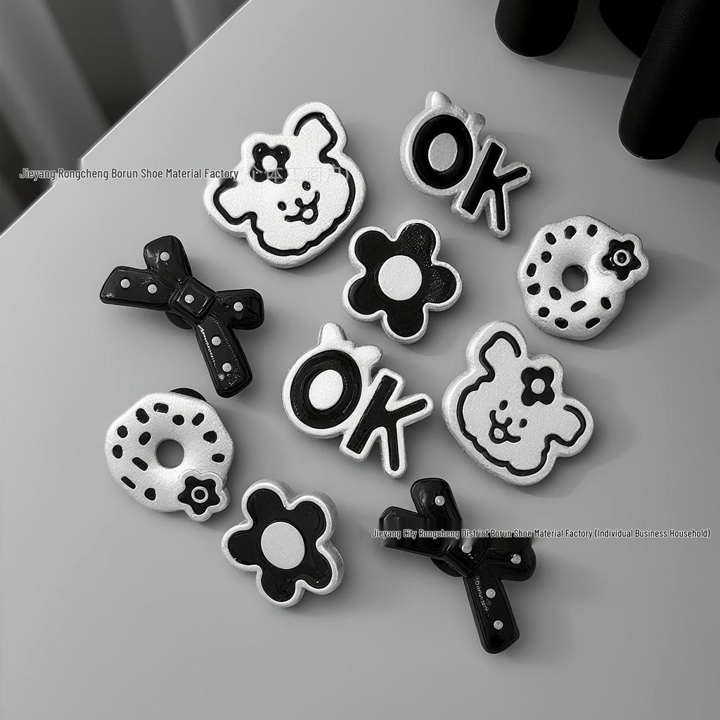 Matt Silber Welpen Herz Blume Schmuck Haarschmuck Clogs Handgefertigte Materialien