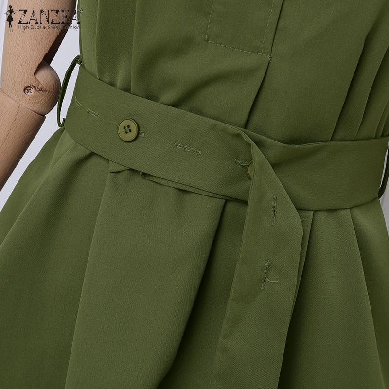 ZANZEA Rochie de vară fără mâneci cu guler răsturnat casual pentru femei