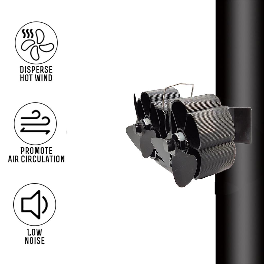 Buy Dual Head Wall Mounted Stove Fan 8 Blade Fireplace Fan Heat Powered
