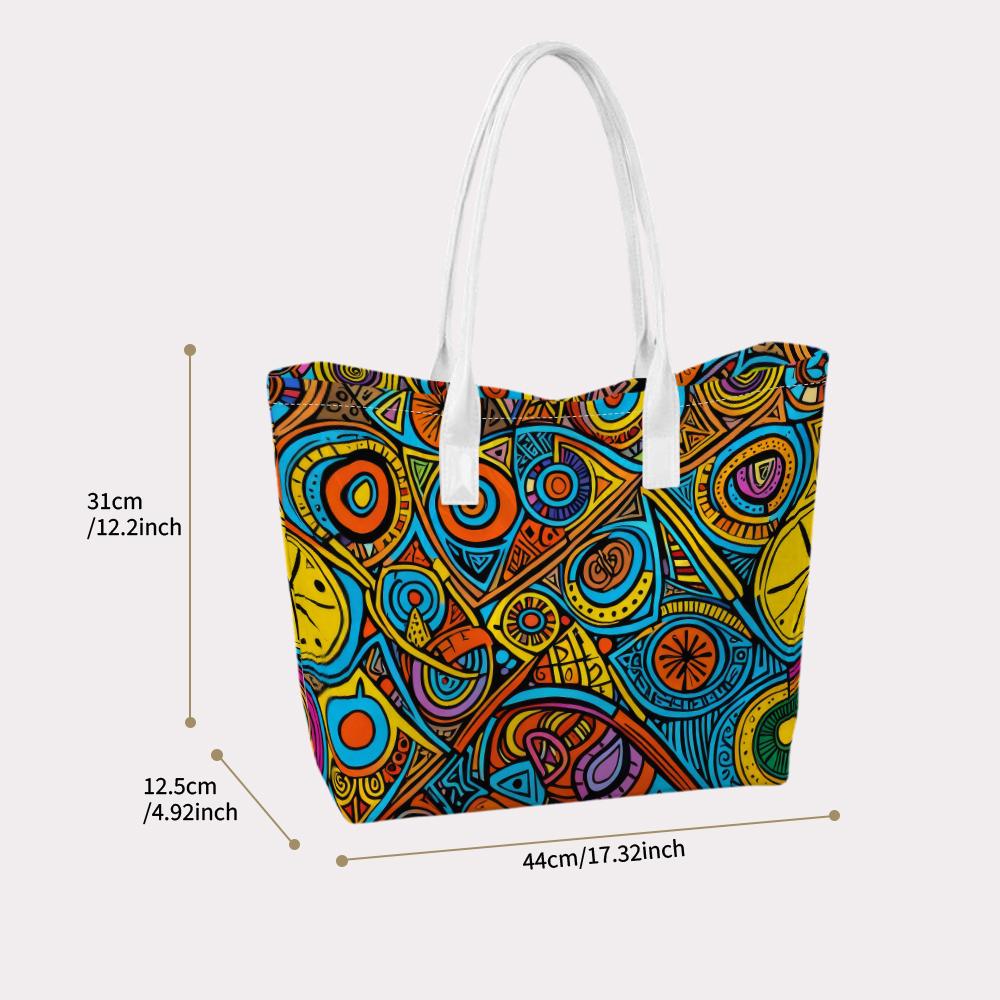 Vibrant Abstract Pattern Tote Bag Daily Use Casual Shoulder Bag Fashion Top Handle Handbag for Outdoor Shopping