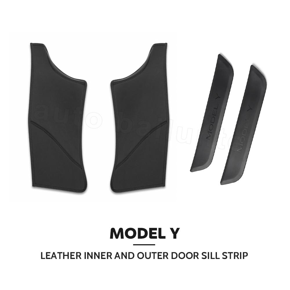 For Tesla Model Y Car Protection Cover Rear Door Sill Anti Kick Plate Interior Decoration Tuning