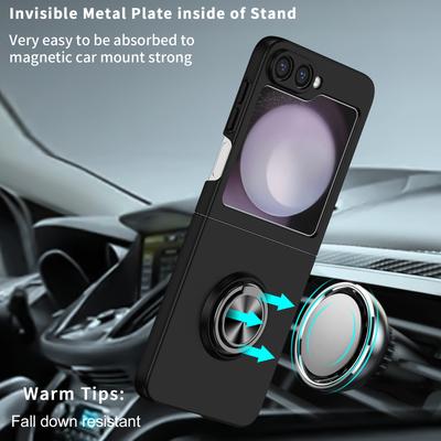 For Samsung Galaxy Z Flip6 5G Case Rotatable Ring Kickstand Hard PC Phone Cover