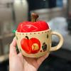 JIMI Cute Apple Bear Ceramic Mug with Lid