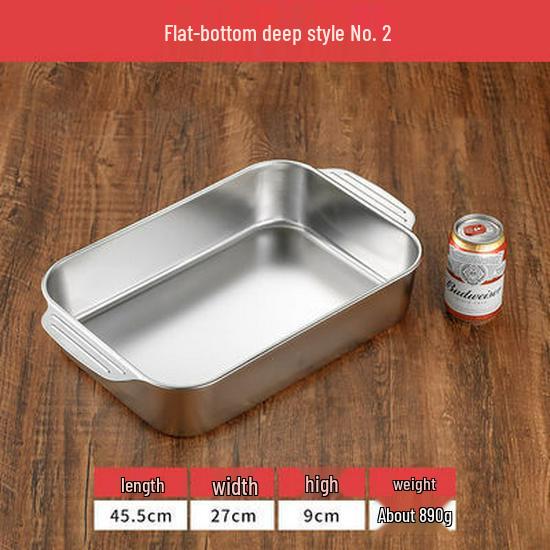 Rostfritt Stål Dubbelörad Djup Rektangulär Bak- och Grillplåt för Fisk och Skaldjur