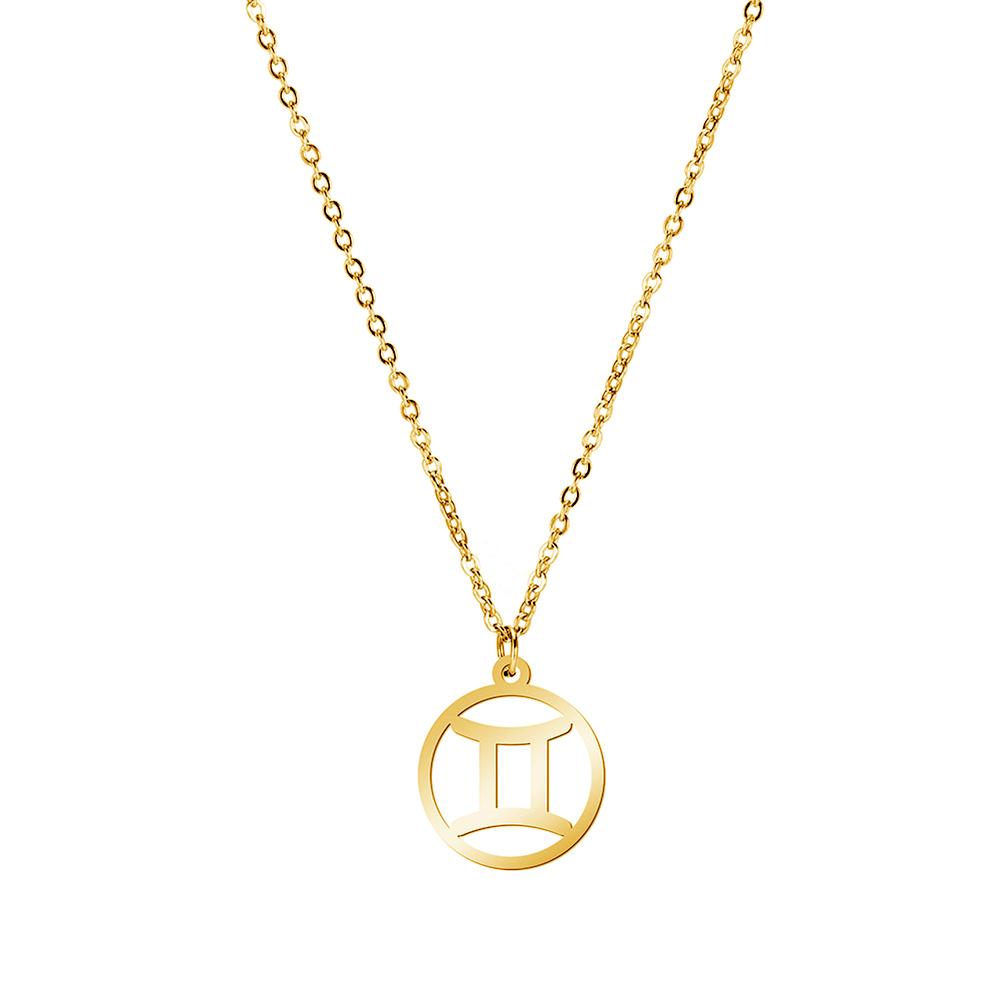 Cazador Zodiac Pendant Necklace for Women 12 Constellation Aries Pisces Gemini Chocher Stainless Steel Jewelry Gold Color Gifts