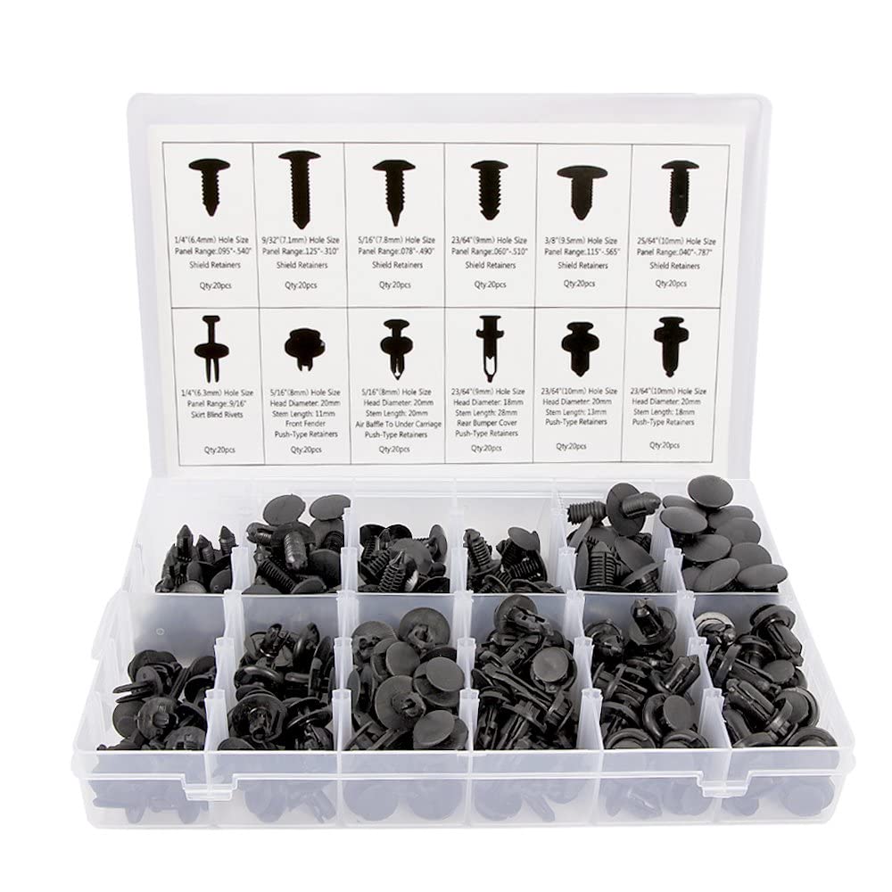 Sunplustrade 240 Pcs Bumper Clips Car Clips Plastic Rivets Fasteners Push Retainer Kit Most Popular Sizes Auto Push Pin Rivets Set for GM Ford Toyota