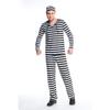 Prisoner Couple Costume Anime Role-Play Striped Pajamas Suit Black White Matching Outfit for Men Women (Halloween Party Cosplay)