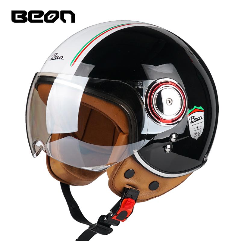 BEON Motorcycle Helmet Open Face Casco Moto Electric Scooter Helmet DOT Certified Retro Vintage Helmet Motorbike Racing Capacete