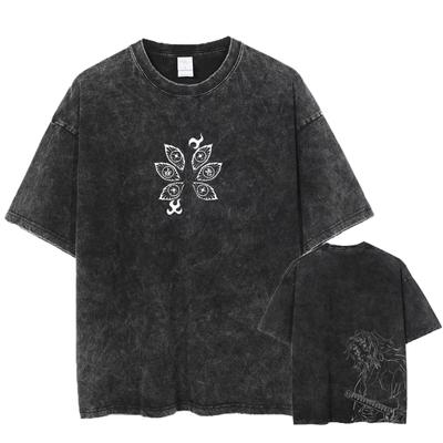 Harajuku Demon Slayer T-Shirt Kokushibo Manga T-Shirt Gewaschene Baumwolle T-Shirt Für Männer Frauen Kleidung Kurzarm Tees Tops