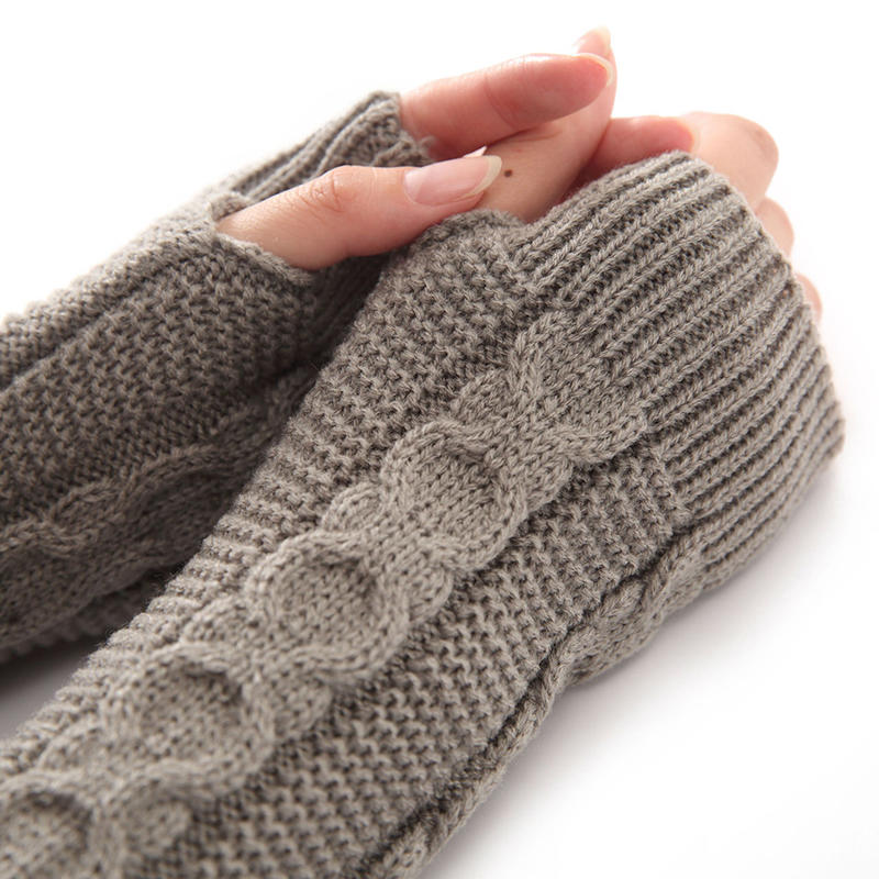 Knitted Long Fingerless Mittens Glove Arm Warmer Stretchy Mitten Unisex Crochet Half Finger Long Gloves Hot Selling