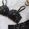 Black Push Up Bras For Women Wireless Floral Underwear Sexy Lace Lady Bras Girls Inner Tops Bras