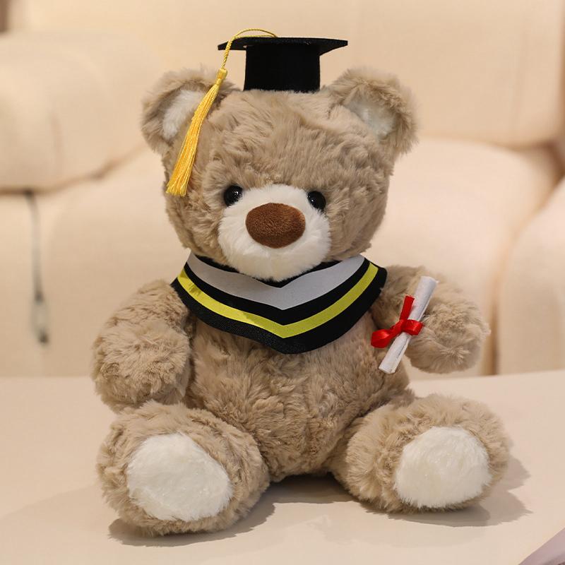 25cm Kawaii Graduation Dr.Bear Plush Toy Cute Christmas Hat Teddy Bear Soft Doll Boys Girls Kids Students Graduation Lovely Gift