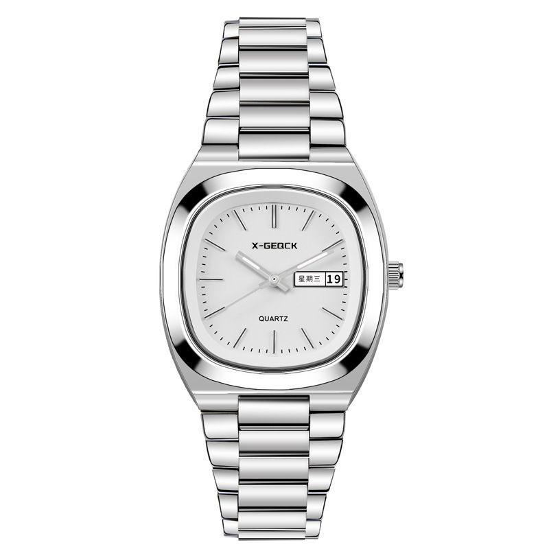 High-Value Simple Double Calendar Women'S Watch Light Luxury Steel Belt Watch Women'S Niche Square Round Light Luxury Quartz Watch Women