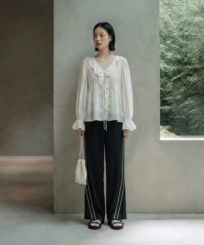 Metapeo Met Blossom Ruffle Blouse White