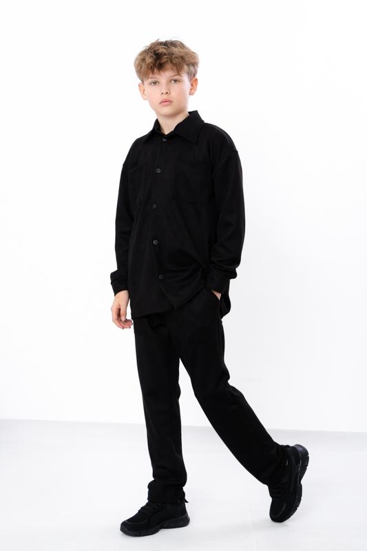 

Комплект одягу для хлопчика – Замшева сорочка з кишенями та штани на резинці, Демісезонний, 6461-047 HC 140 чорний