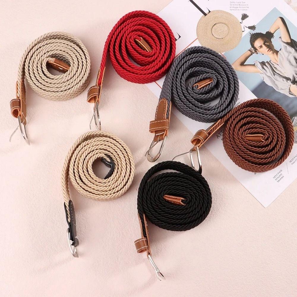 Knitted Thin Woven Belt Canvas Stretch Waist Belts Fashion Elastic Waistband  Climbing