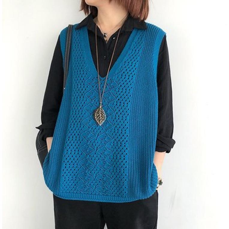 Gilet a V Retro in Maglia da Donna Gilet in Maglia Largo Casual da Studente Gilet Senza Maniche alla Moda