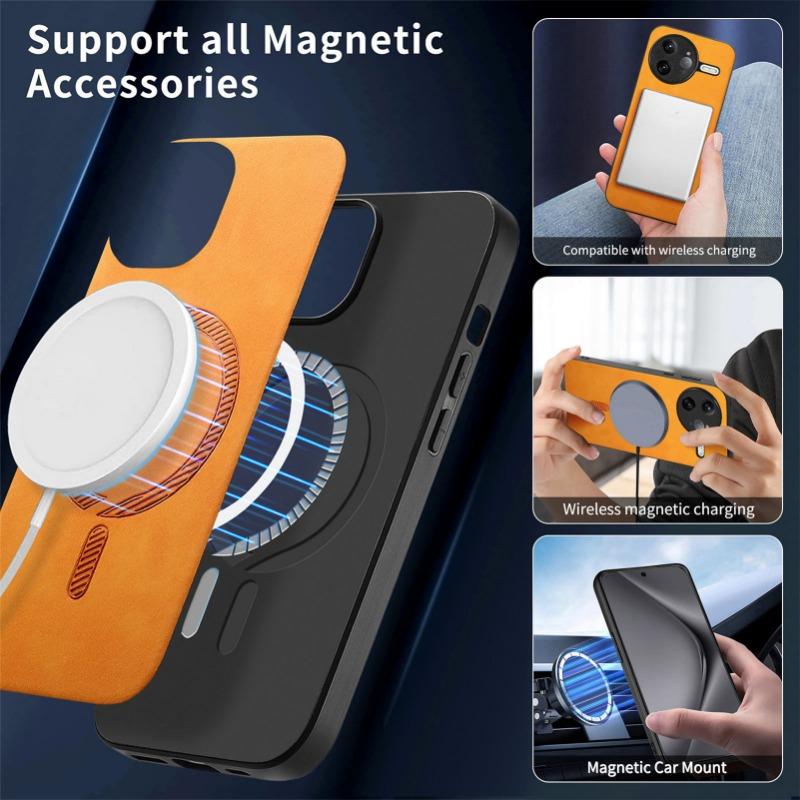 Für POCO F7 Ultra Fall für POCO F7 Pro Luxus Leder für Magsafe Magnetische Drahtlose Lade Abdeckung für POCO X7 pro F7ultra Shell